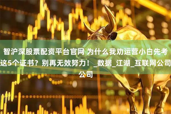 智沪深股票配资平台官网 为什么我劝运营小白先考这5个证书？别再无效努力！_数据_江湖_互联网公司