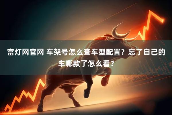 富灯网官网 车架号怎么查车型配置？忘了自己的车哪款了怎么看？