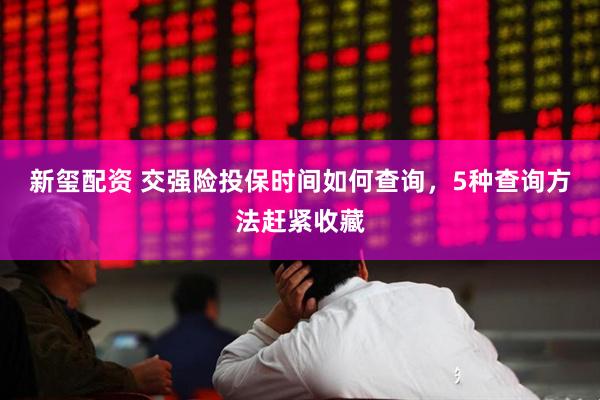 新玺配资 交强险投保时间如何查询，5种查询方法赶紧收藏