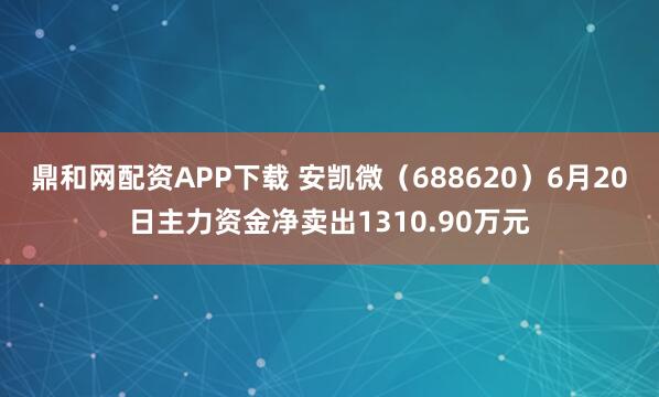 鼎和网配资APP下载 安凯微（688620）6月20日主力资金净卖出1310.90万元
