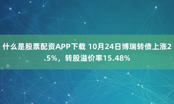 什么是股票配资APP下载 10月24日博瑞转债上涨2.5%，转股溢价率15.48%