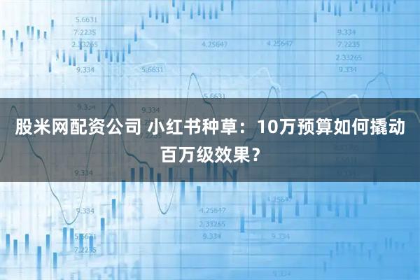 股米网配资公司 小红书种草：10万预算如何撬动百万级效果？